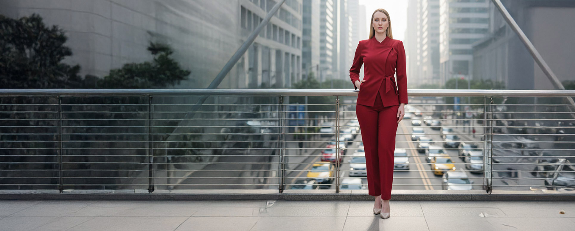 Traje Ejecutivo Rojo Cruzado Completo